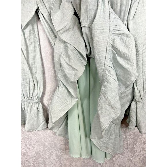 Stolen Hearts Mini Tiered Dress Size SM Pale Green Color Boho - Picture 3 of 10